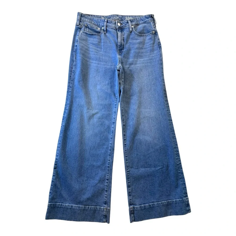 J. Crew 96 Low Rise Denim Trouser Wide Leg Jean Size 31